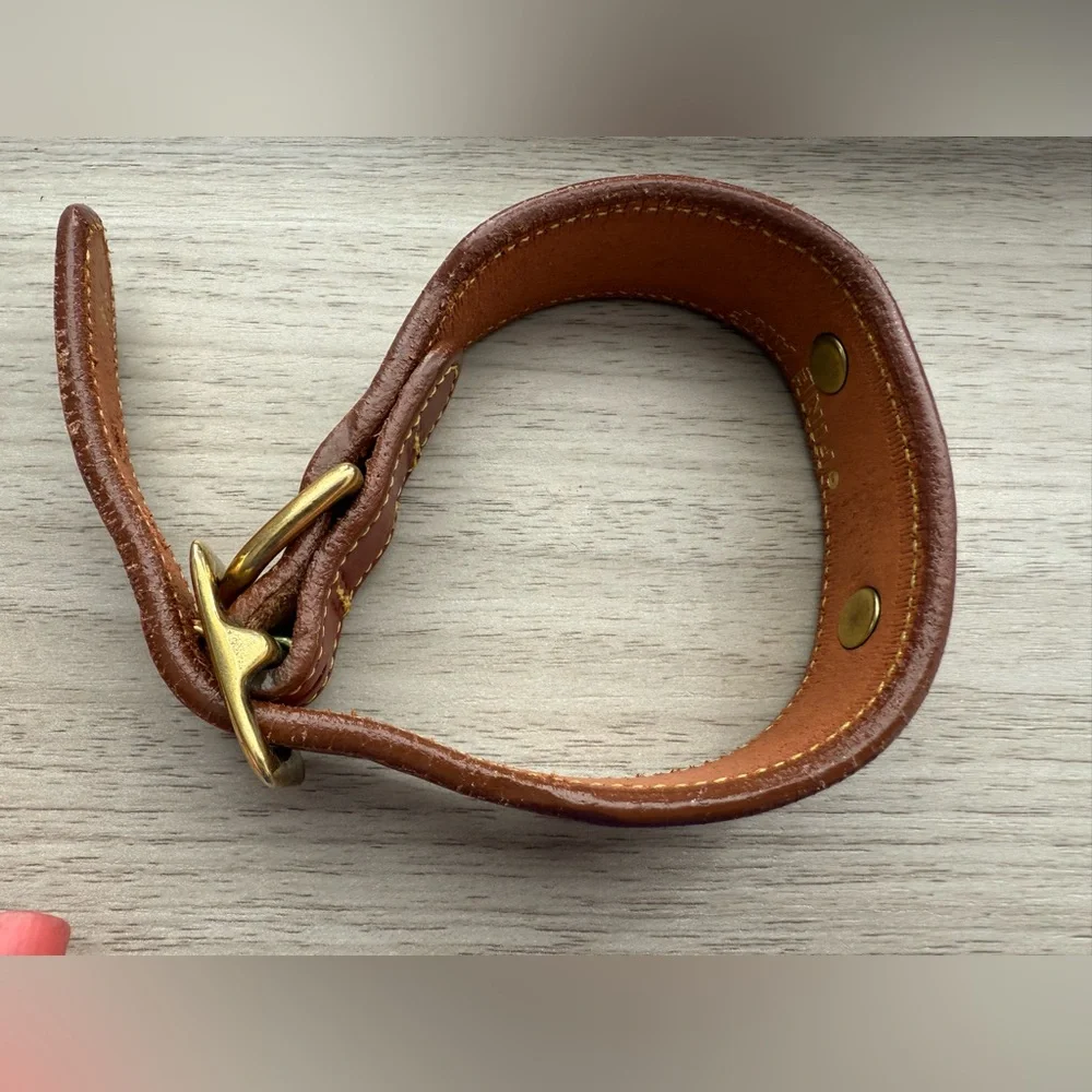 Brown Genuine Leather Collar with Brass Plate 14”